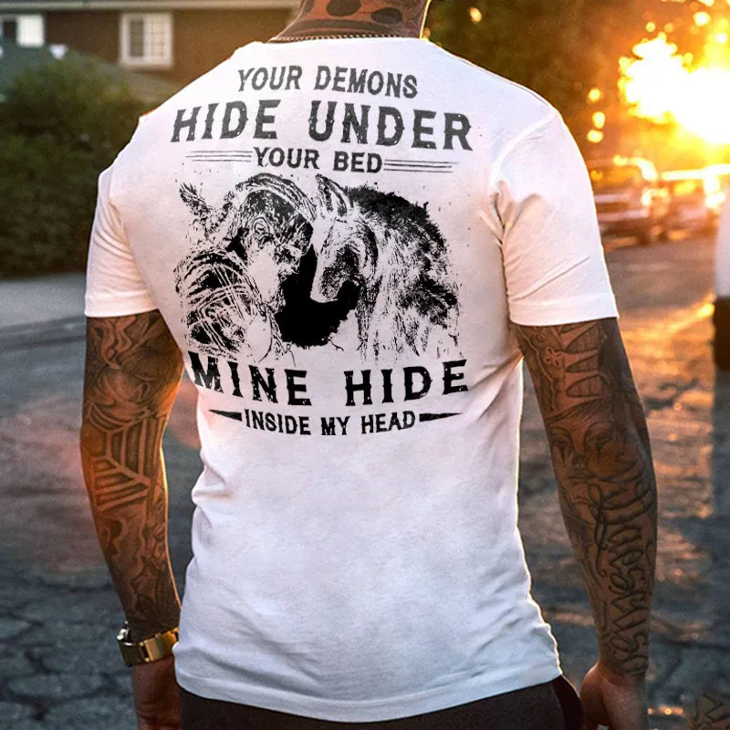 Viking Your Demons Hide Under You Bed T-shirt sold by Polyalien product image thumbnail 5