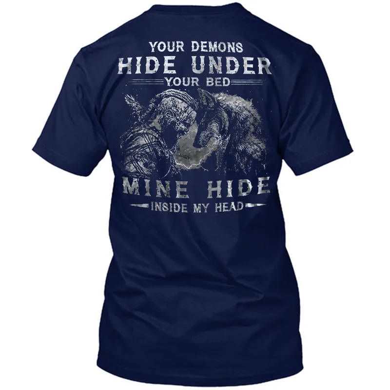 Viking Your Demons Hide Under You Bed T-shirt sold by Polyalien product image thumbnail 3