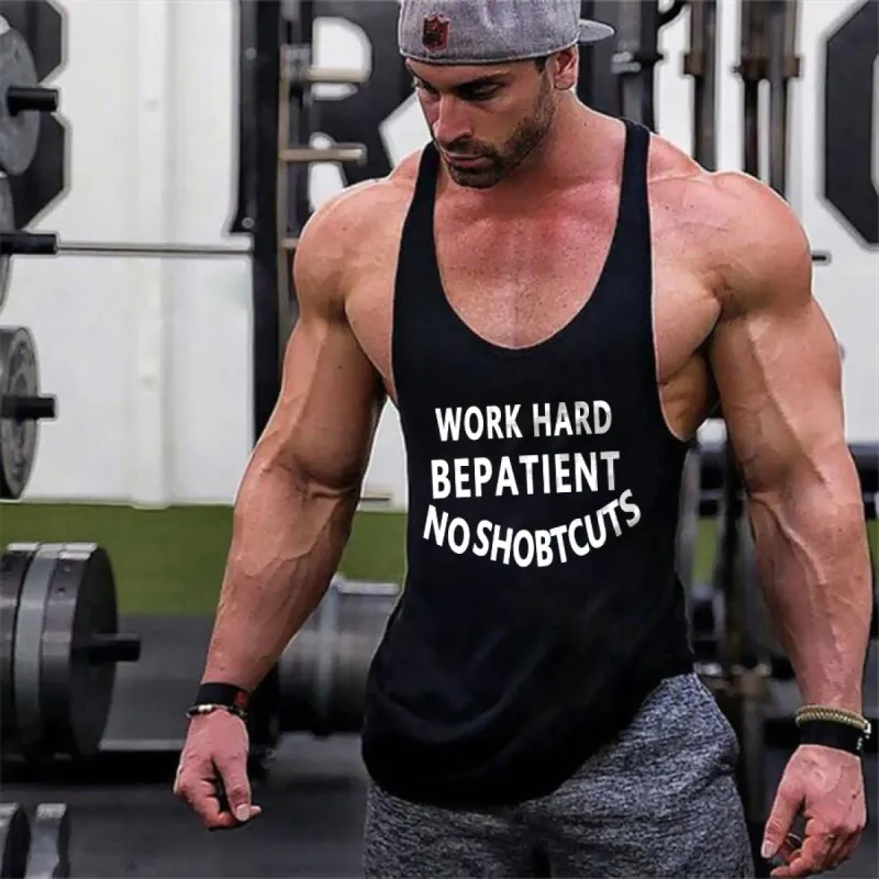 Work Hard Be Patient Printed Men's Tank Top sold by Polyalien