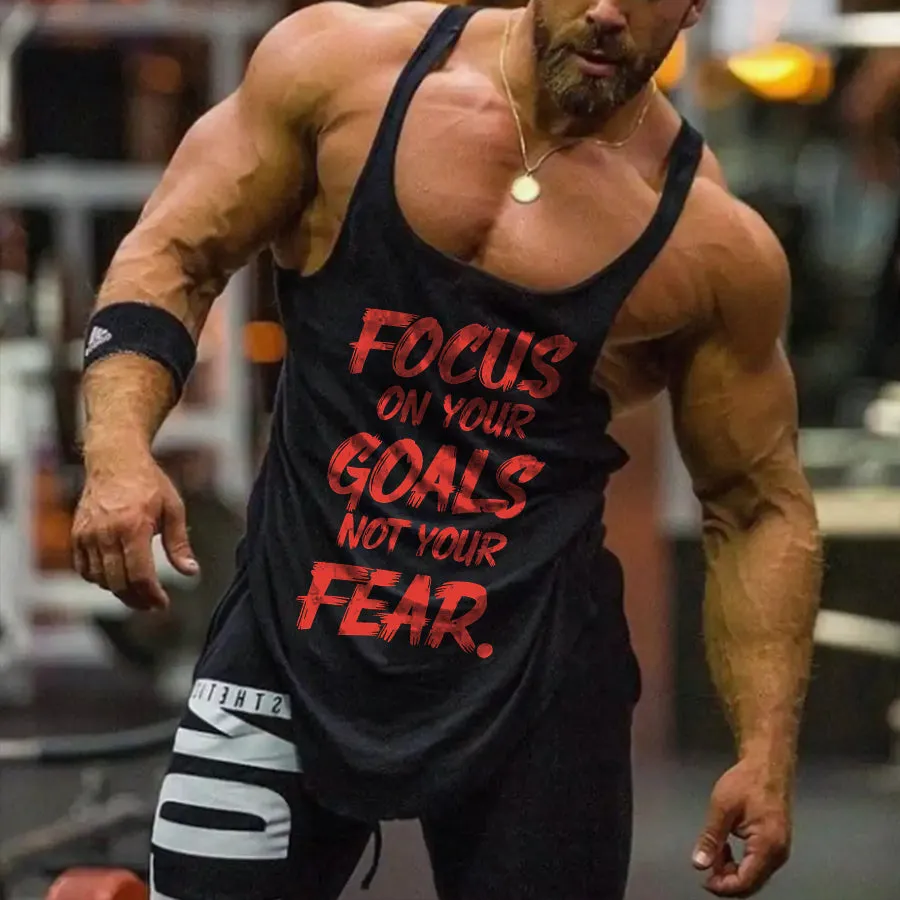 Focus On Your Goals Not Your Fear Printed Men's Tank Top sold by Polyalien