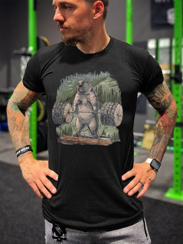 Deadlifting Marmot Printed Men's T-shirt made by Polyalien