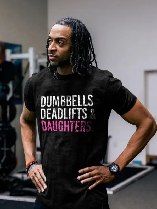 Dumbbells Deadlifts & Daughters Printed Men's T-shirt sold by Polyalien