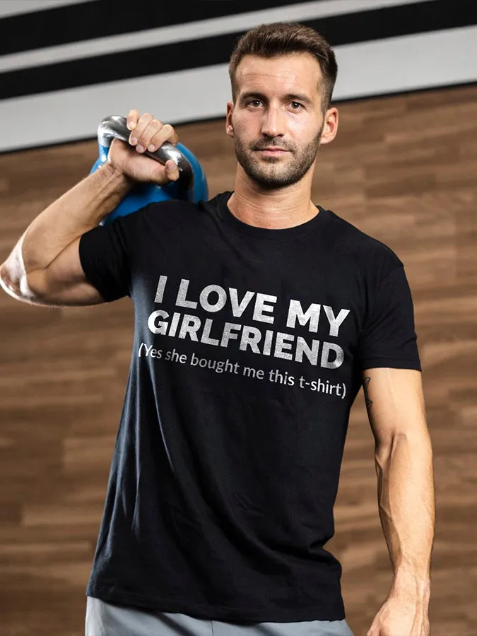 I Love My Girlfriend Printed Men's T-shirt sold by Polyalien