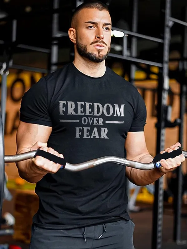 Freedom Over Fear Printed Men's T-shirt sold by Polyalien