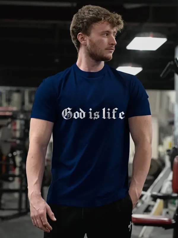 God Is Life Printed Men's T-shirt made by Polyalien