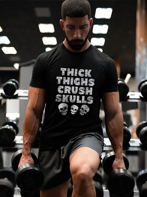 Thick Thighs Crush Skulls Printed Men's T-shirt made by Polyalien