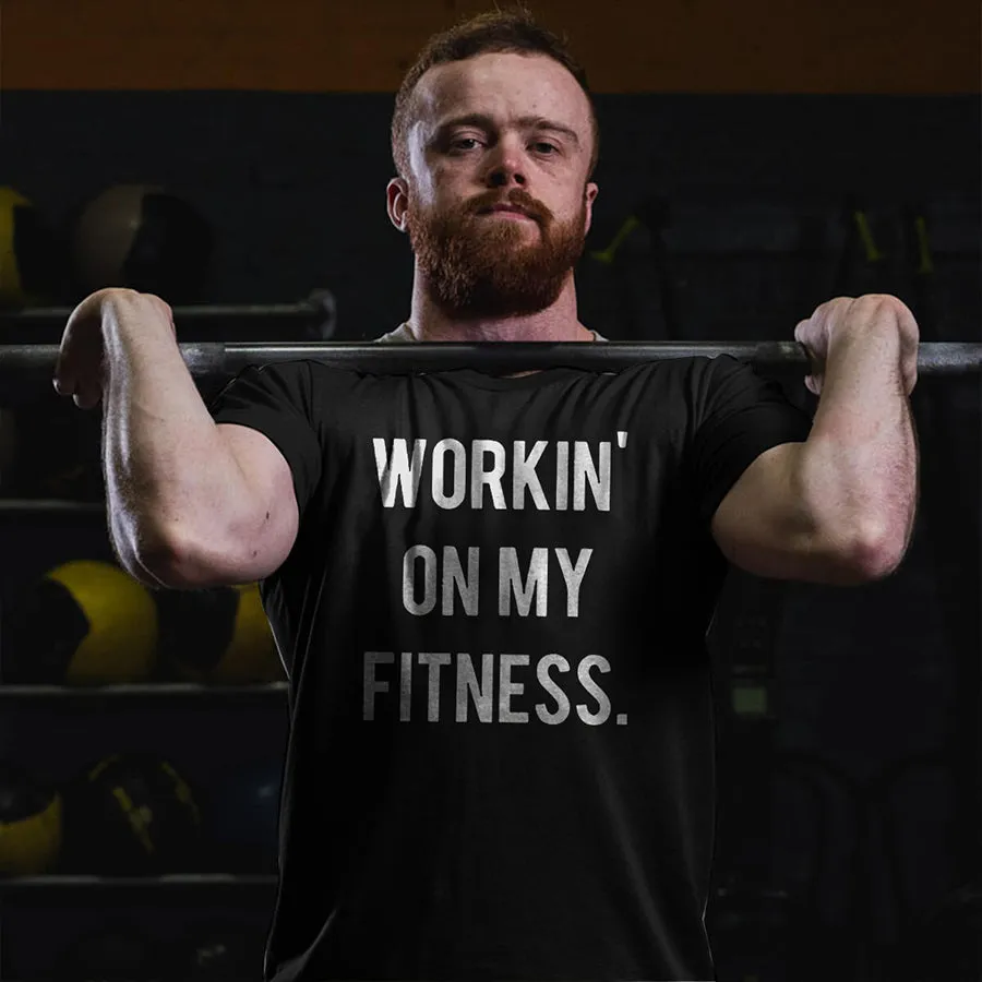 Workin' On My Fitness Printed Men's T-shirt sold by Polyalien product image thumbnail 3