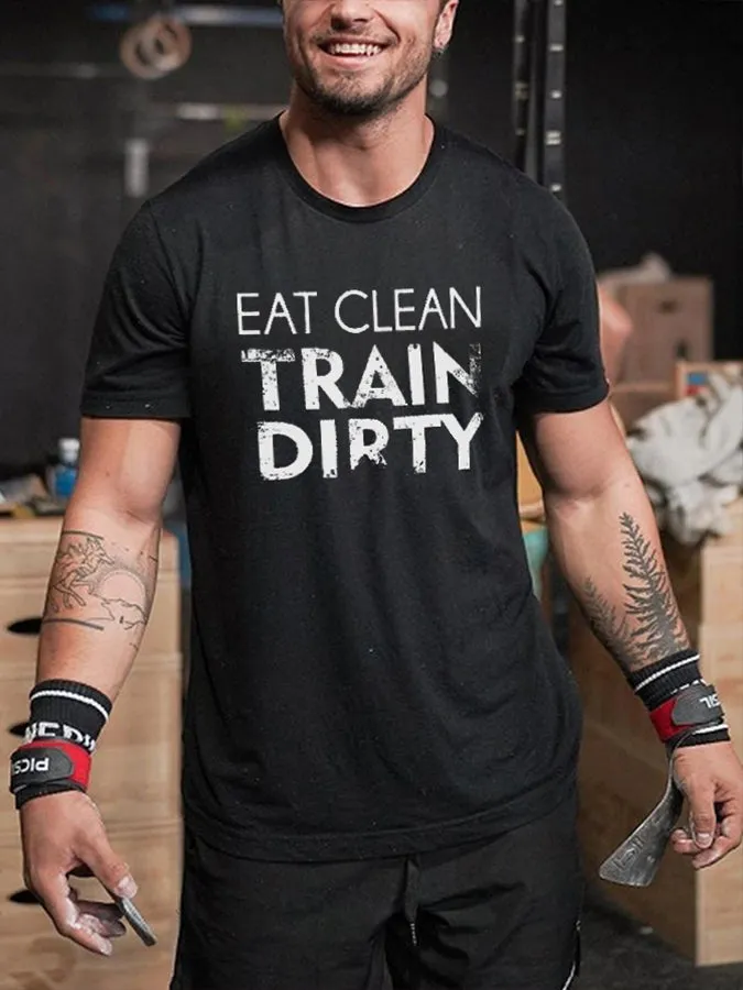 Eat Clean Train Dirty Printed Men's T-shirt sold by Polyalien product image thumbnail 2