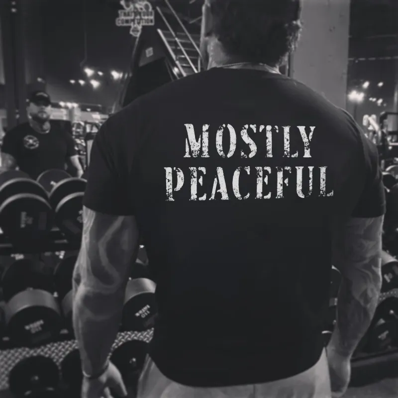 Mostly Peaceful Printed Men's T-shirt sold by Polyalien
