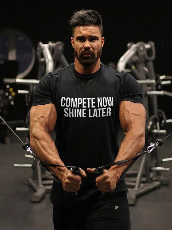 Compete Now Shine Later Printed Men's T-shirt sold by Polyalien