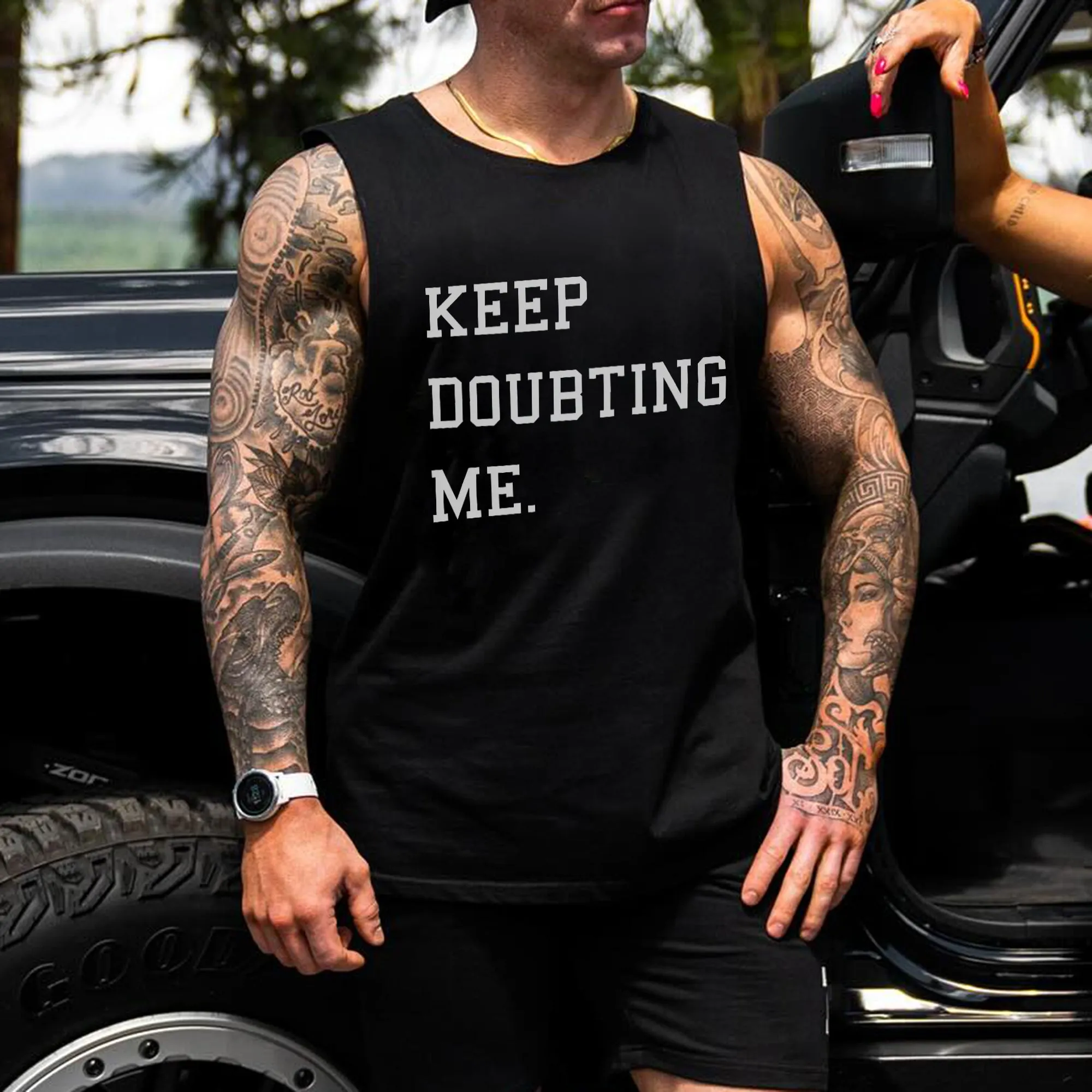 Keep Doubting Me Printed Men's Vest sold by Polyalien