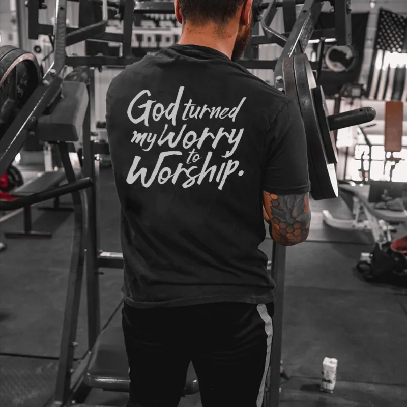 God Turned My Worry To Worship Printed Men's T-shirt sold by Polyalien