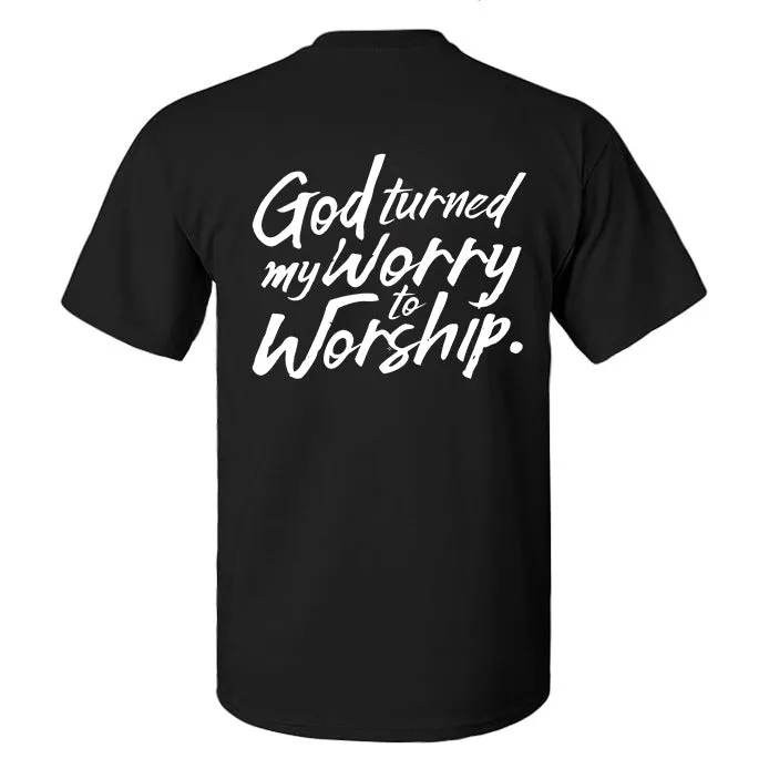 God Turned My Worry To Worship Printed Men's T-shirt sold by Polyalien product image thumbnail 2