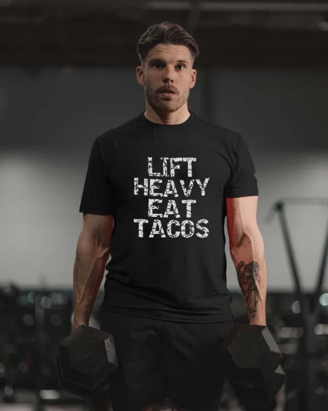 Lift Heavy Eat Tacos Printed Men's T-shirt sold by Polyalien