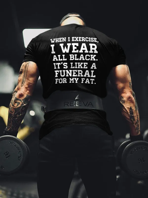 When I Exercise, I Wear All Black Printed Men's T-shirt sold by Polyalien product image thumbnail 2