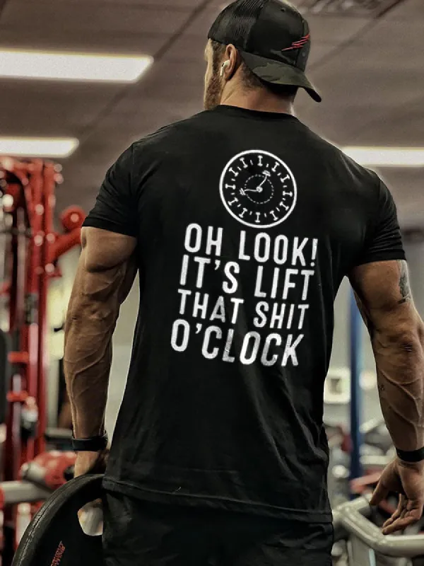 Oh Look! It's Lift That Shit O'Clock Printed Men's T-shirt sold by Polyalien