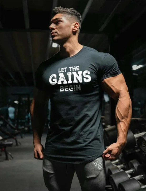 Let The Gains Begin Printed Men's T-shirt sold by Polyalien