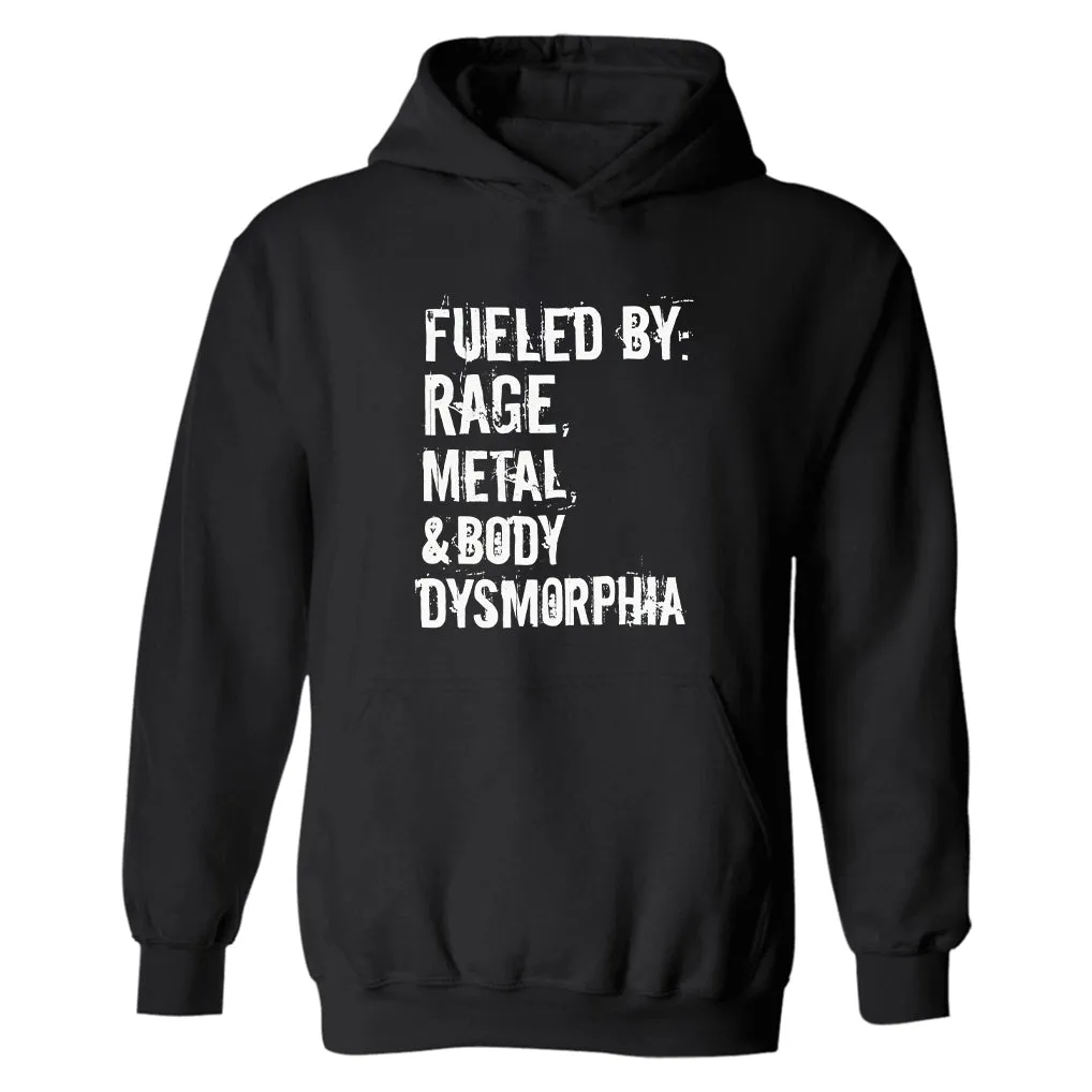 Fueled By: Rage Metal & Body Dysmorphia Printed Men's Hoodie sold by Polyalien product image thumbnail 2