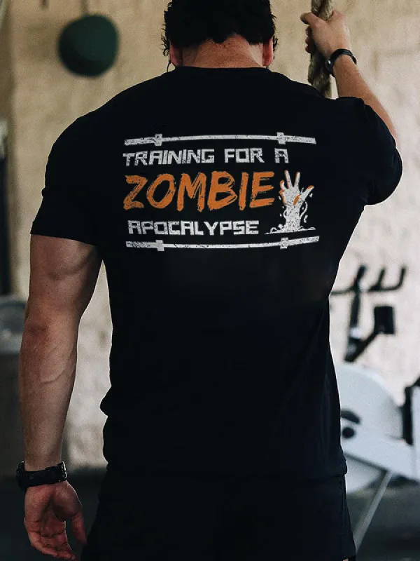 Training For A Zombie Printed Men's T-shirt made by Polyalien