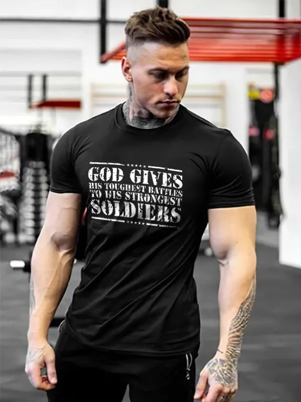 God Gives His Toughest Battles Printed Men's T-shirt sold by Polyalien
