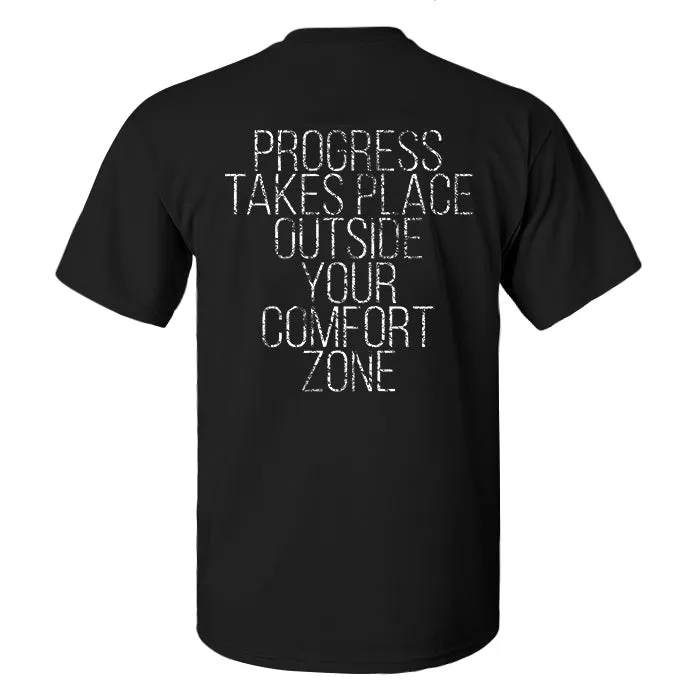 Progress Takes Place Outside Your Comfort Zone Printed Men's T-shirt sold by Polyalien product image thumbnail 2