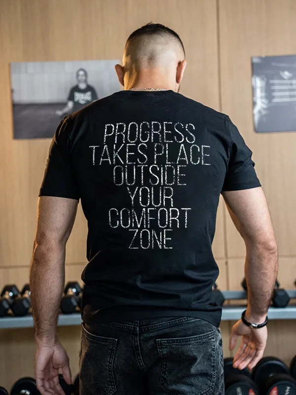 Progress Takes Place Outside Your Comfort Zone Printed Men's T-shirt sold by Polyalien