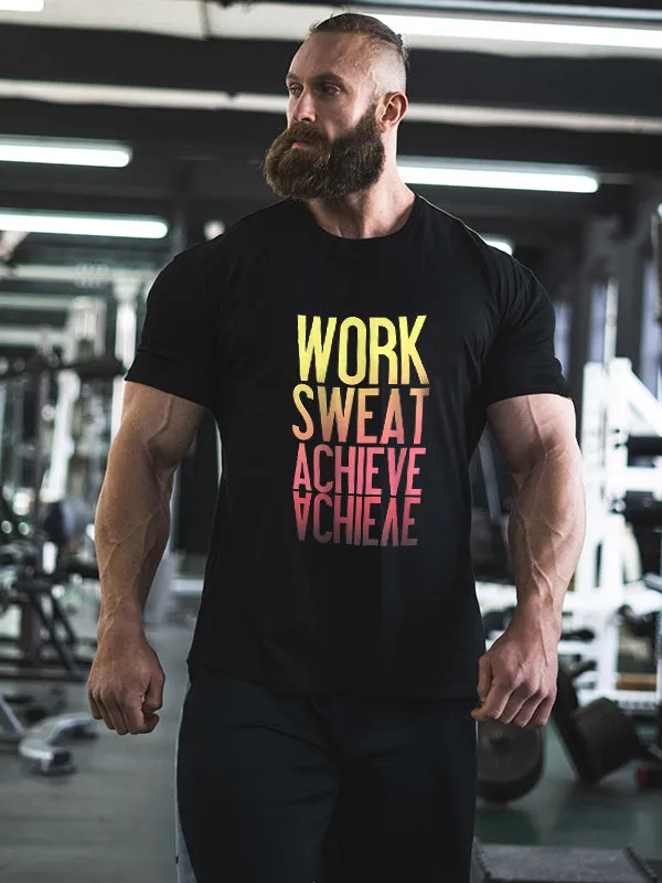 Work Sweat Achieve Printed Men's T-shirt sold by Polyalien