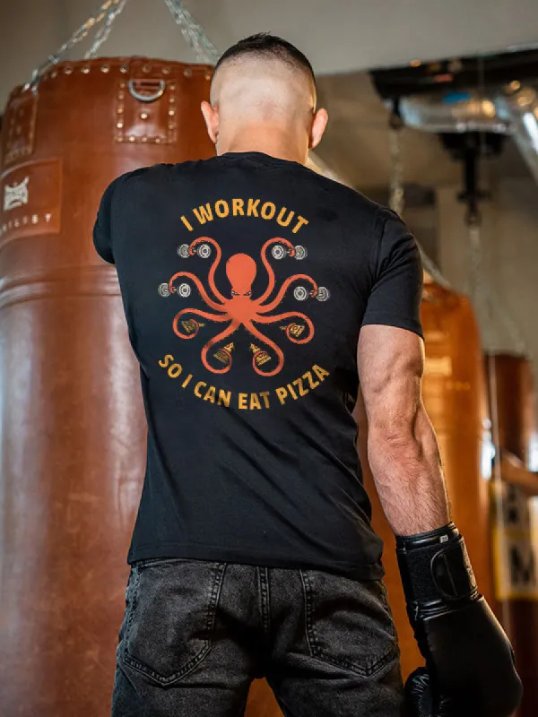 I Workout So I Can Eat Pizza Printed Men's T-shirt made by Polyalien