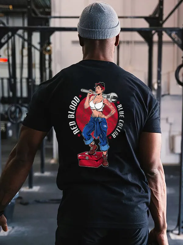 Red Blood Blue Collar Printed Men's T-shirt made by Polyalien