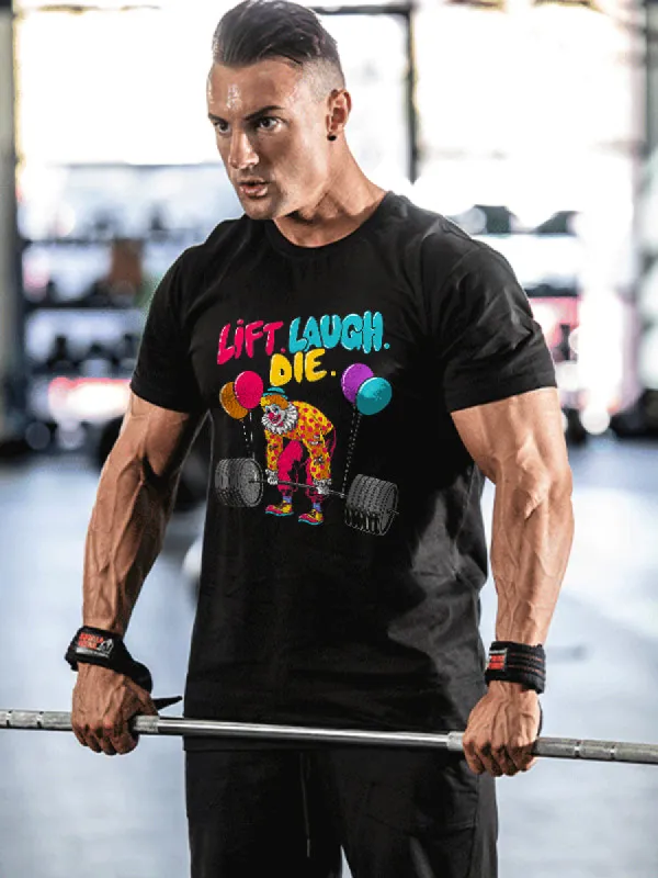 Lift Laugh Die Print Men's T-shirt sold by Polyalien
