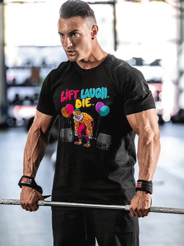 Lift Laugh Die Print Men's T-shirt sold by Polyalien