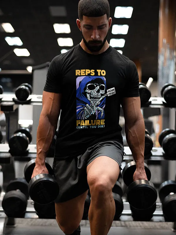 Reps To Failure Until You Die Skull Print Men's T-shirt sold by Polyalien