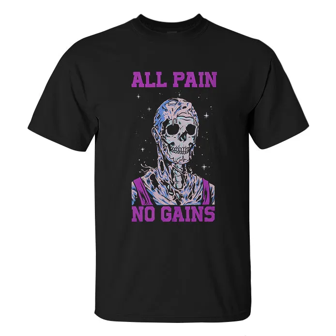 All Pain No Gains Skull Print Men's T-shirt sold by Polyalien product image thumbnail 2