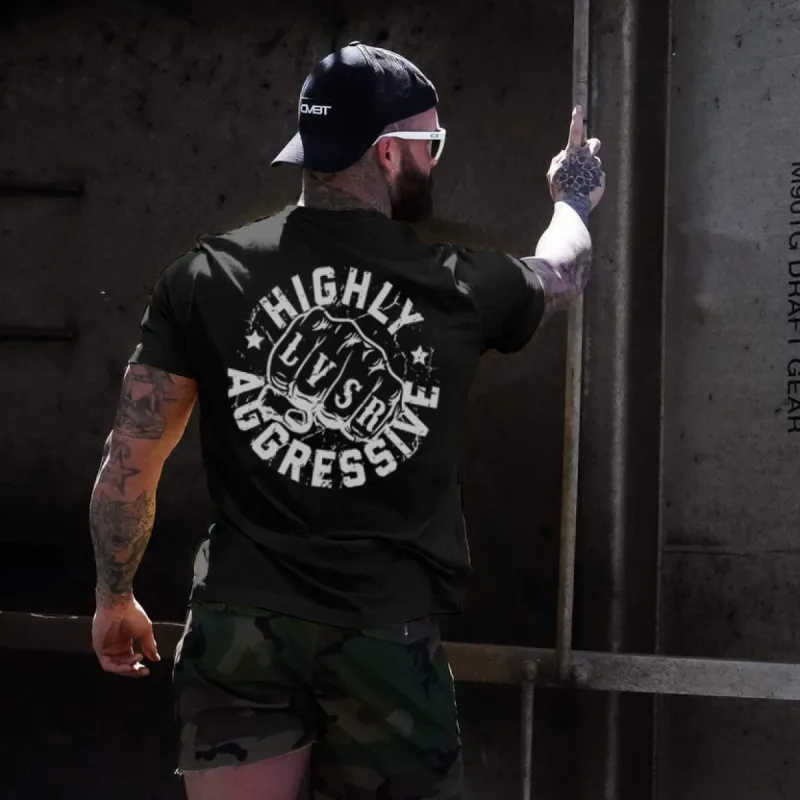 Highly Aggressive Printed Men's T-shirt sold by Polyalien