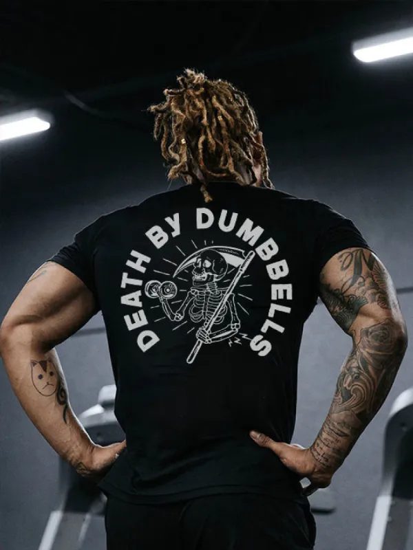 Death By Dumbbells Skull Printed Men's T-shirt sold by Polyalien