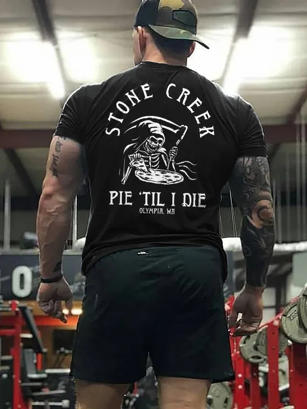 Stone Creek Pie 'Til I Die Grim Reaper Print Men's T-shirt sold by Polyalien product image thumbnail 3