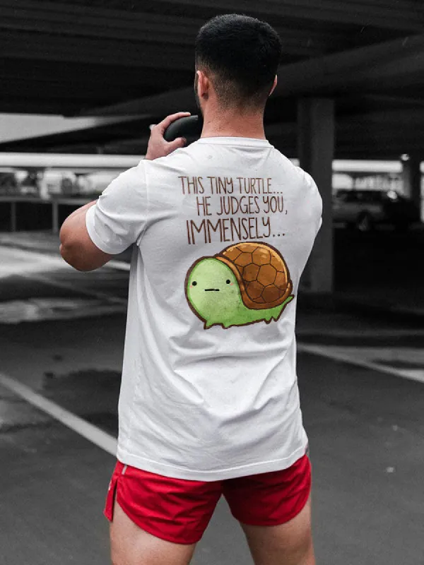 This Tiny Turtle... He Judges You, Immensely Print Men's T-shirt sold by Polyalien
