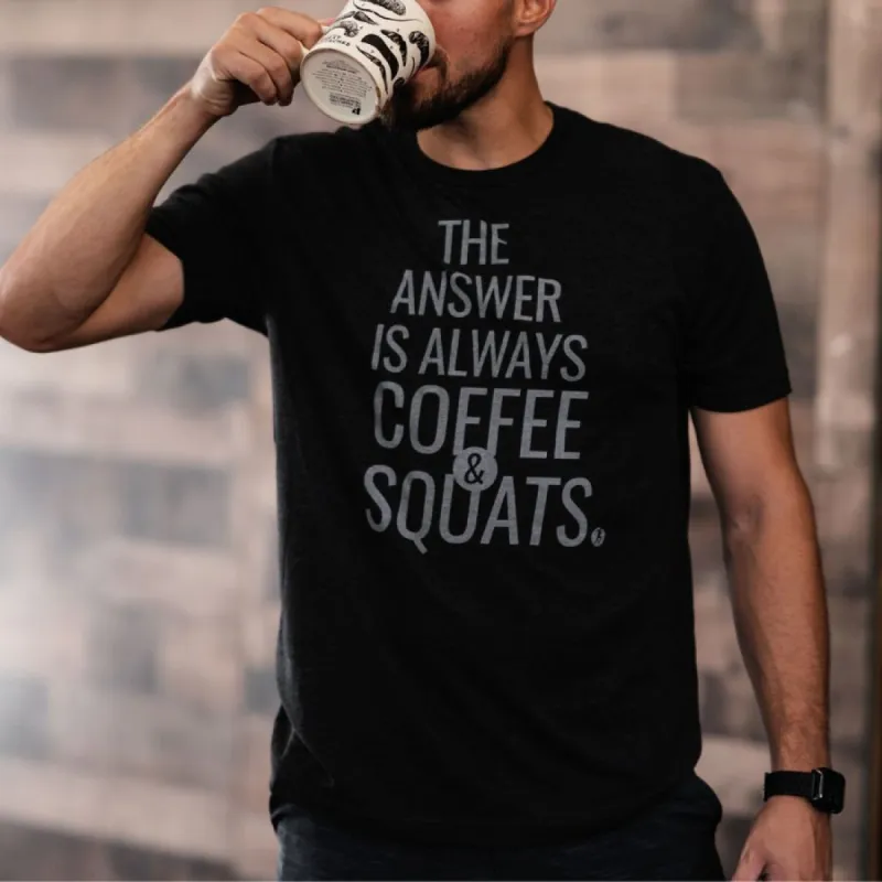 The Answer Is Always Coffee & Squats Print Men's T-shirt sold by Polyalien