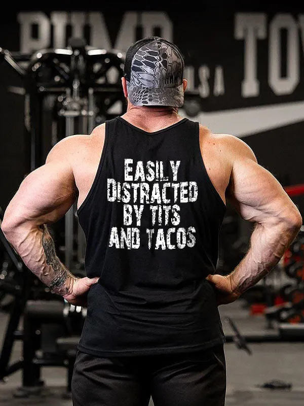 Easily Distracted By Tits And Tacos Print Men's Vest sold by Polyalien