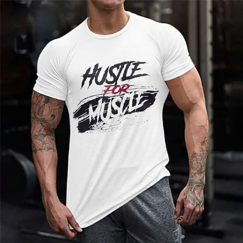 Hustle For Muscle Print T-shirt sold by Polyalien