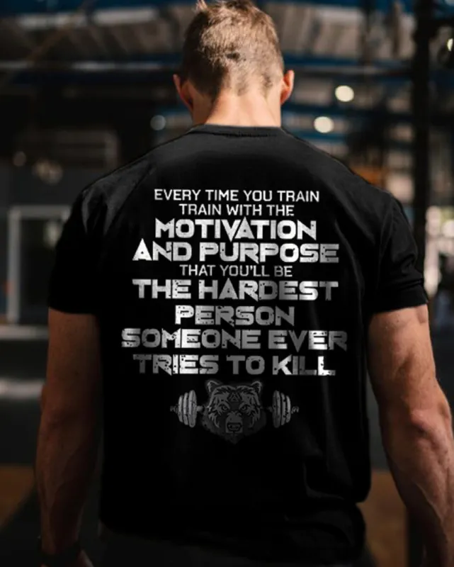Every Time You Train Train With The Motivation Print T-shirt sold by Polyalien