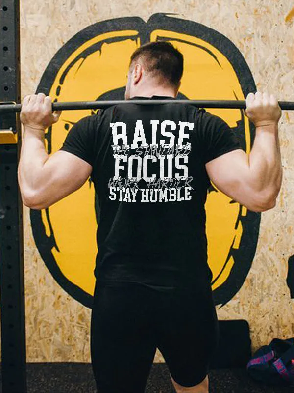 Raise Focus Stay Humble Printed Men's T-shirt sold by Polyalien