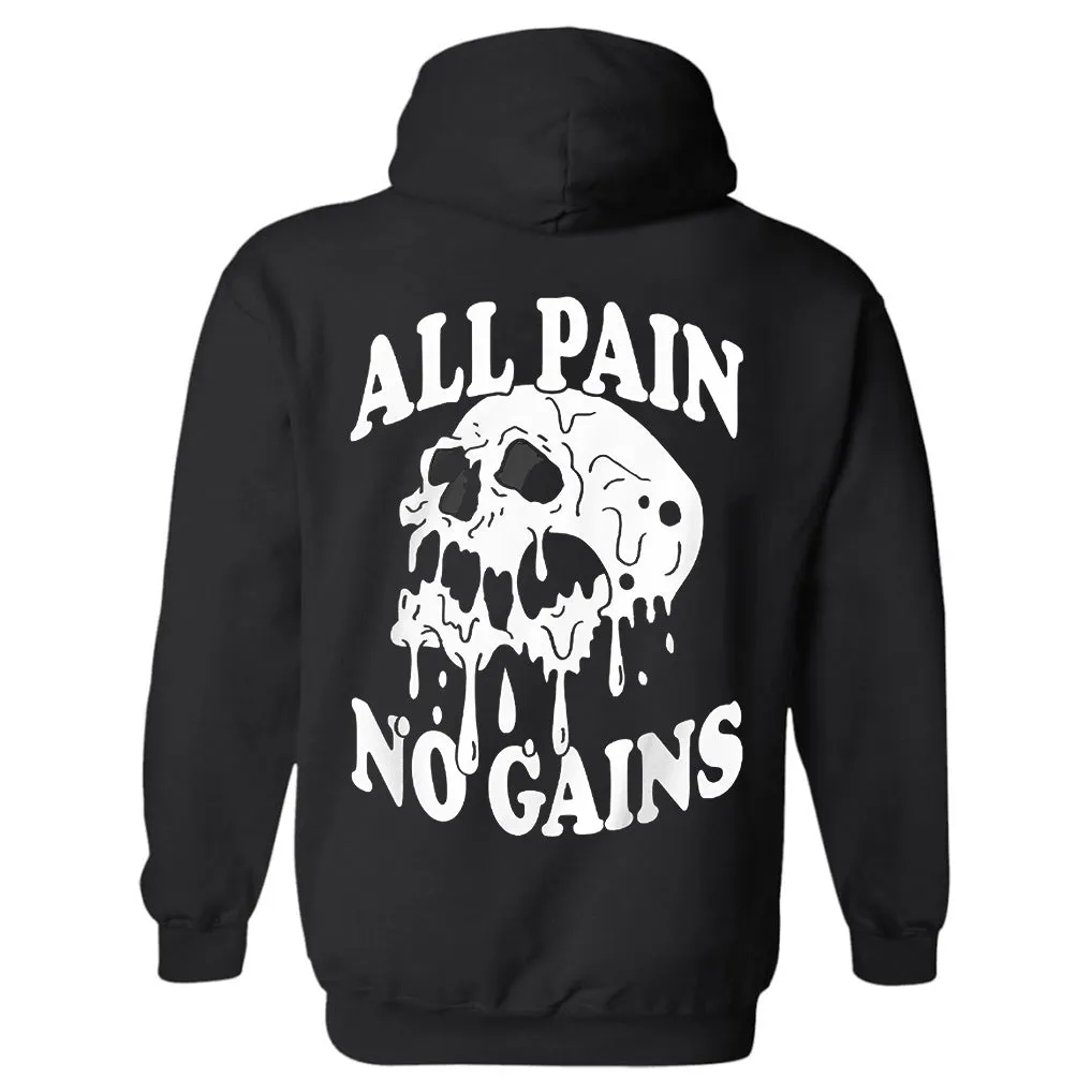 All Pain No Gains Skull Printed Men's Hoodie sold by Polyalien product image thumbnail 2