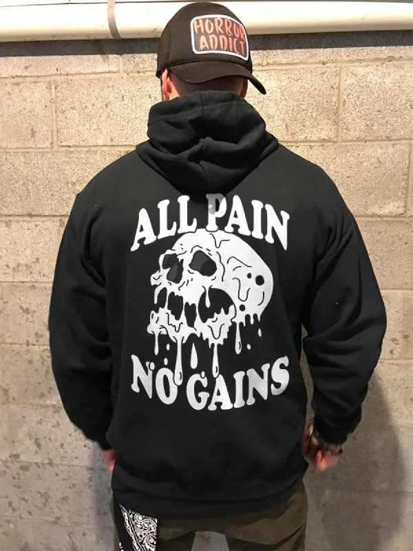 All Pain No Gains Skull Printed Men's Hoodie made by Polyalien