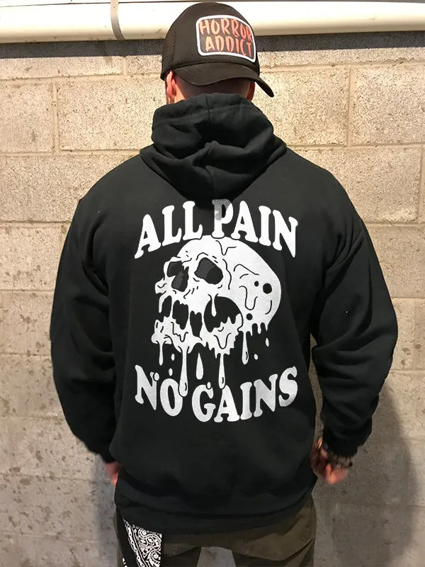 All Pain No Gains Skull Printed Men's Hoodie sold by Polyalien