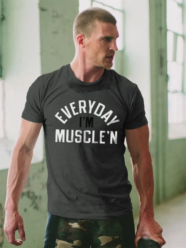 Every Day I'm Muscle'n Printed Men's T-shirt sold by Polyalien
