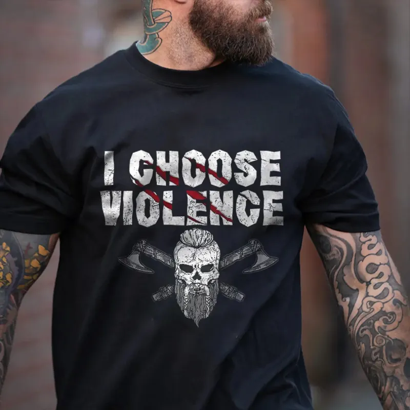 Viking I Choose Violence Printed Men's T-shirt made by Polyalien