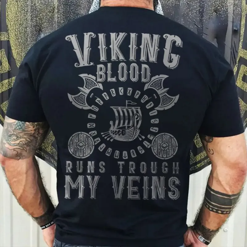 Viking Blood Runs Through My Veins Printed Men's T-shirt made by Polyalien
