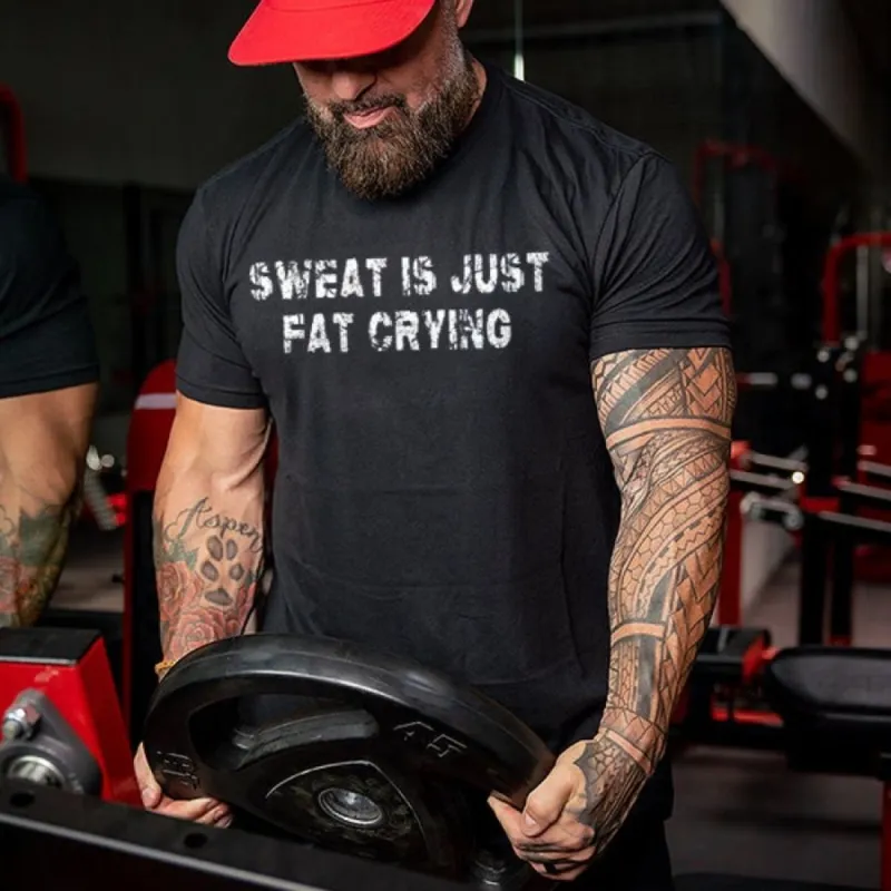Sweat Is Just Fat Crying Printed Men's T-shirt sold by Polyalien