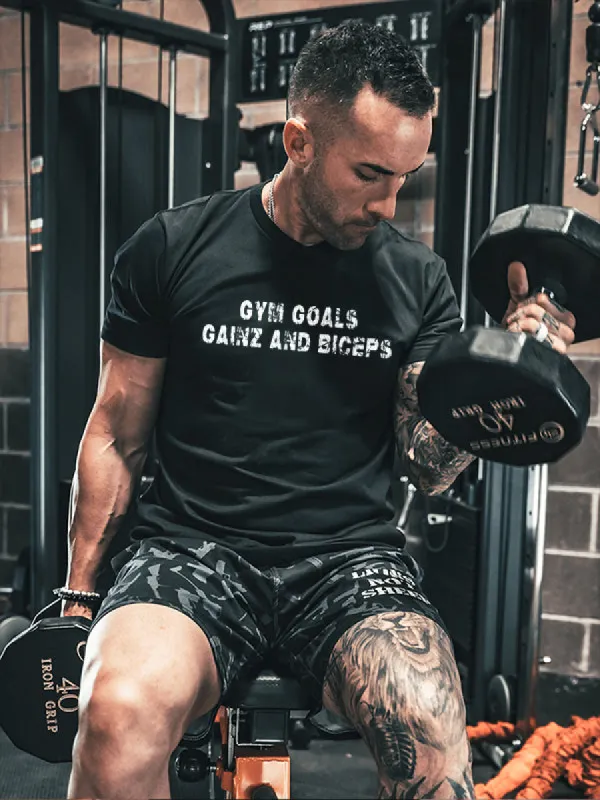 Gym Goals Gainz And Biceps Printed Men's T-shirt sold by Polyalien